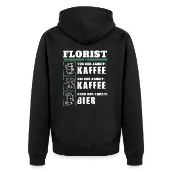 Mon quotidien de fleuriste - Veste à capuche bio Premium Unisexe - noir - Dos - Nico (187cm)