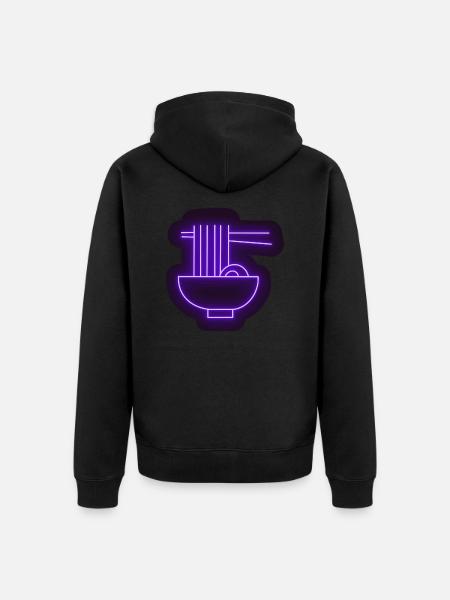 Purple Neon Ramen Sticker - Unisex Premium Organic Zip Hoodie - black