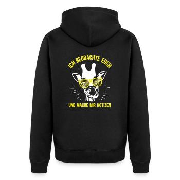 Nachbar Spionieren Lustiger Spruch Nachbarn Ärgern - Unisex Premium Bio Zip Hoodie - Schwarz - Hinten - Nico (187cm)