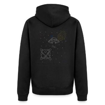 UFO in space - Unisex Premium Organic Zip Hoodie - black - Back - Nico (187cm)