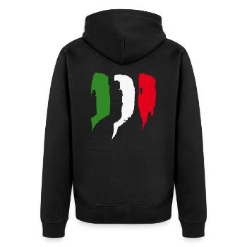 Italien Flagge - Pinsel Striche - Unisex Premium Bio Zip Hoodie - Schwarz - Hinten - Nico (187cm)