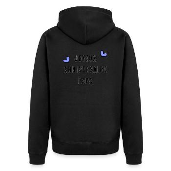 ALLES GUTE ZUM GEBURTSTAG. ALLES GUTE ZUM GEBURTSTAG. JAHRESTAG. - Unisex Premium Bio Zip Hoodie - Schwarz - Hinten - Nico (187cm)