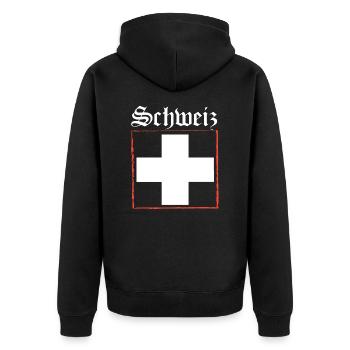 Schweiz T-shirt Geschenkidee - Unisex Premium Bio Zip Hoodie - Schwarz - Hinten - Nico (187cm)