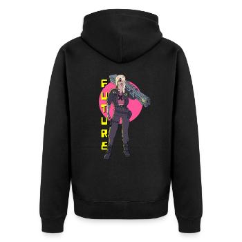 Fille Cyberpunk - Veste à capuche bio Premium Unisexe - noir - Dos - Nico (187cm)