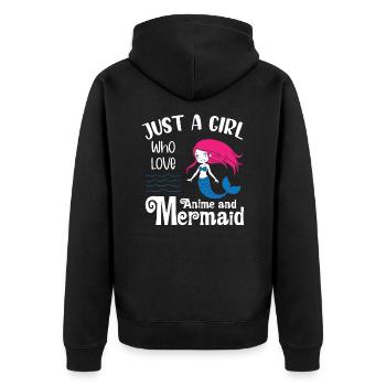 just A Girl Who Love Mermaid - Unisex Premium Organic Zip Hoodie - black - Back - Nico (187cm)