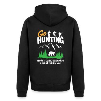 Go Hunting Worst Case Bear Kills You - Unisex Premium Organic Zip Hoodie - black - Back - Nico (187cm)