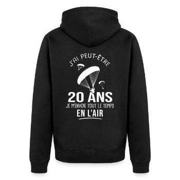 20 ans parapente humour anniversaire parapentistes - Veste à capuche bio Premium Unisexe - noir - Dos - Nico (187cm)