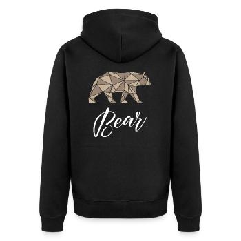 Bear Geometric - Unisex Premium Organic Zip Hoodie - black - Back - Nico (187cm)