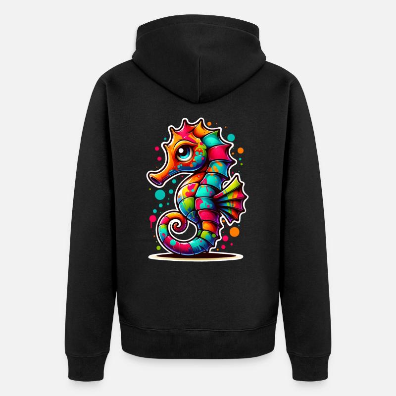 Seepferd Seepferdchen - Unisex Premium Bio Zip Hoodie - Schwarz