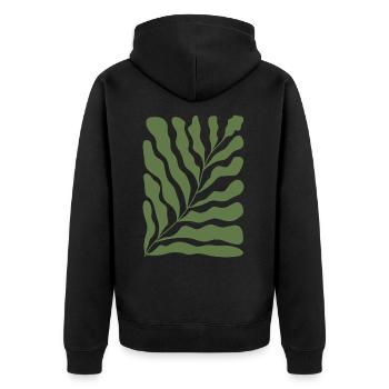 Abstract Floral - Unisex Premium Bio Zip Hoodie - Schwarz - Hinten - Nico (187cm)