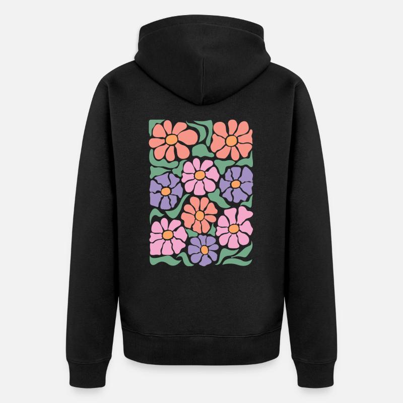 Fleurs de flore bohème - Veste à capuche bio Premium Unisexe - noir