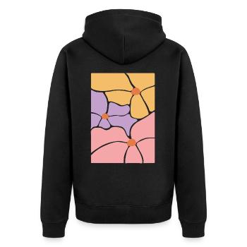 Boho Flora Blumen - Unisex Premium Bio Zip Hoodie - Schwarz - Hinten - Nico (187cm)