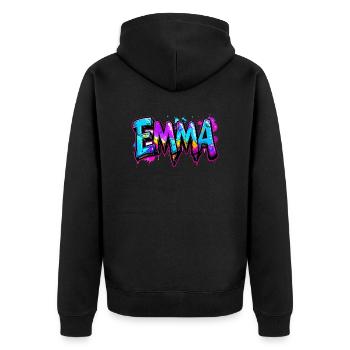 graffiti, letters, emma, illustration - Unisex Premium Organic Zip Hoodie - black - Back - Nico (187cm)