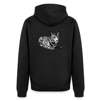 Tigre, léopard, paillettes, paillettes, noir et blanc - Veste à capuche bio Premium Unisexe - noir - Dos - Nico (187cm)