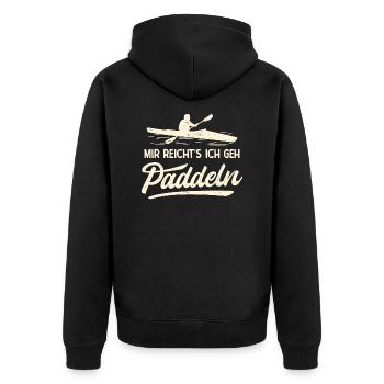Paddeln Paddelboot Kajak Kajakfahren - Unisex Premium Bio Zip Hoodie - Schwarz - Hinten - Nico (187cm)