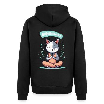 Ohmmm Yoga Cat I Meditation Relaxation | Kitten - Unisex Premium Organic Zip Hoodie - black - Back - Nico (187cm)
