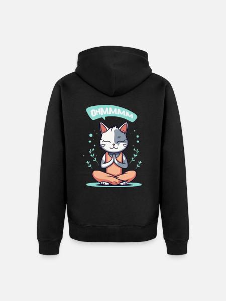 Ohmmm Yoga Cat I Meditation Relaxation | Kitten - Unisex Premium Organic Zip Hoodie - black