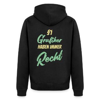 §1 Grafiker haben immer Recht - Unisex Premium Bio Zip Hoodie - Schwarz - Hinten - Nico (187cm)