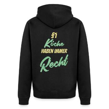 §1 Köche haben immer Recht - Unisex Premium Bio Zip Hoodie - Schwarz - Hinten - Nico (187cm)