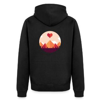 Wanderlust Naturverbunden - Unisex Premium Bio Zip Hoodie - Schwarz - Hinten - Nico (187cm)