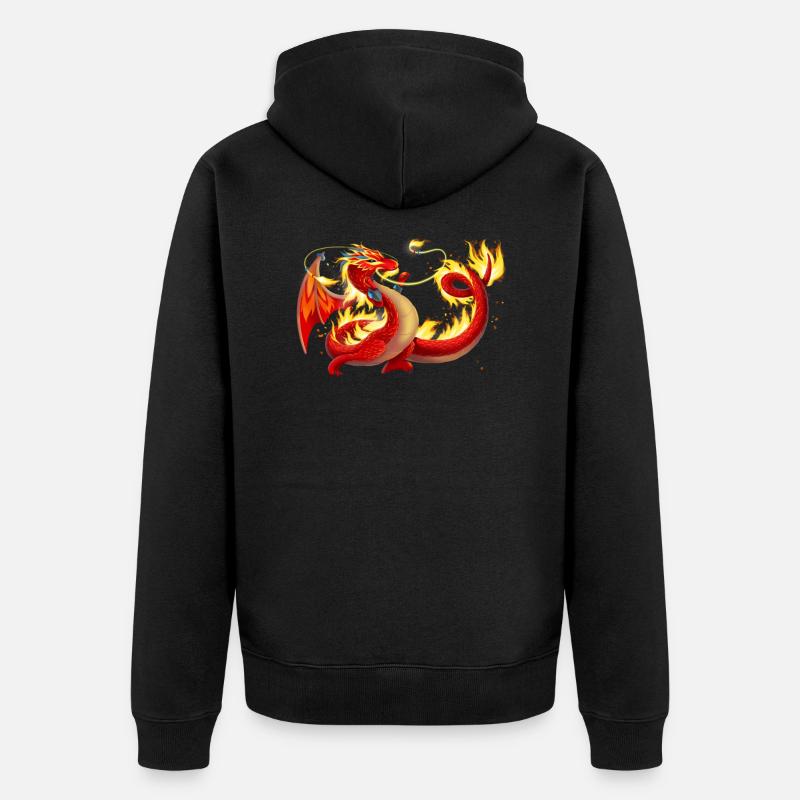 Magischer Feuer Drache - Drachen der Elemente - Unisex Premium Bio Zip Hoodie - Schwarz