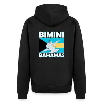 Bimini Bahamas Hammerhai - Unisex Premium Bio Zip Hoodie - Schwarz - Hinten - Nico (187cm)
