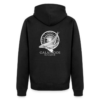 Buckelwale Galápagos Ecuador - Unisex Premium Bio Zip Hoodie - Schwarz - Hinten - Nico (187cm)