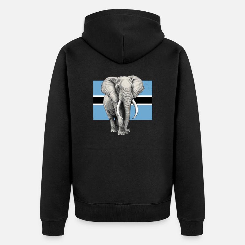 Drapeau éléphant du Botswana - Veste à capuche bio Premium Unisexe - noir
