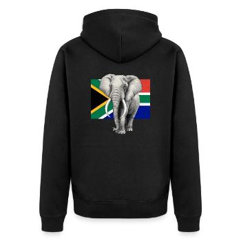 Elefant Flagge von Südafrika - Unisex Premium Bio Zip Hoodie - Schwarz - Hinten - Nico (187cm)