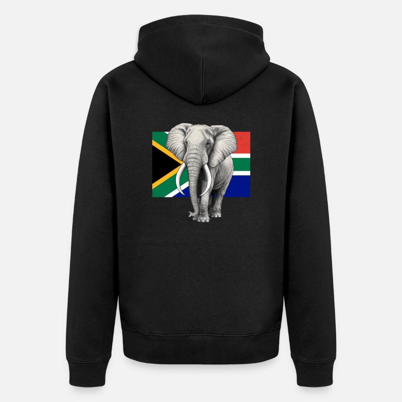 Drapeau éléphant d’Afrique du Sud - Veste à capuche bio Premium Unisexe - noir
