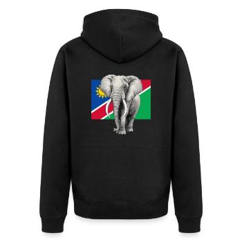 Elephant flag of Namibia - Unisex Premium Organic Zip Hoodie - black - Back - Nico (187cm)