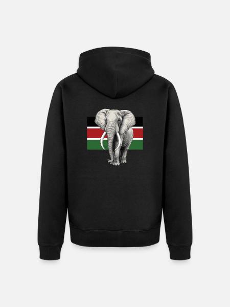 Elephant flag of Kenya - Unisex Premium Organic Zip Hoodie - black