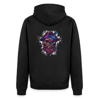 Pirate Skull - Unisex Premium Organic Zip Hoodie - black - Back - Nico (187cm)