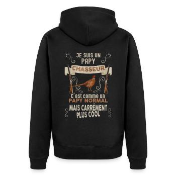 Papy chasseurs de gibier humour chasse - Veste à capuche bio Premium Unisexe - noir - Dos - Nico (187cm)