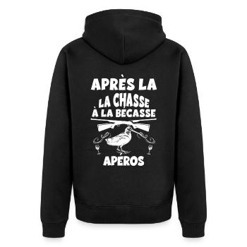Après la chasse à la bécasse apéro - Veste à capuche bio Premium Unisexe - noir - Dos - Nico (187cm)