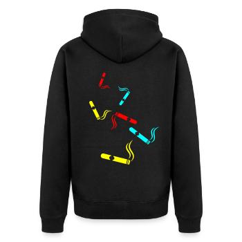 Cigar Symbol - Unisex Premium Organic Zip Hoodie - black - Back - Nico (187cm)
