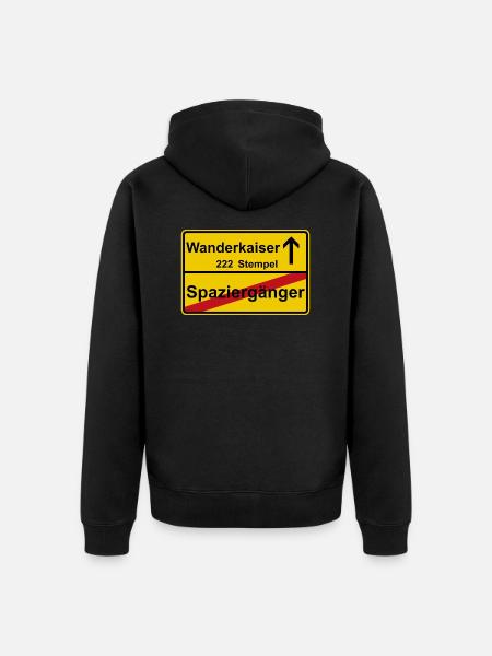 Harzer Wanderkaiser Siegel Geschenkidee Wanderung - Unisex Premium Bio Zip Hoodie - Schwarz