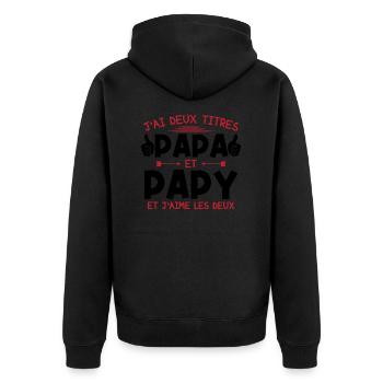 Papa et papy - Veste à capuche bio Premium Unisexe - noir - Dos - Nico (187cm)