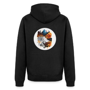 Fox in the Wild - Unisex Premium Organic Zip Hoodie - black - Back - Nico (187cm)