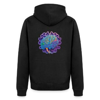 purple brain Geschenk - Unisex Premium Bio Zip Hoodie - Schwarz - Hinten - Nico (187cm)