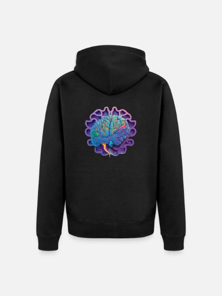 purple brain Geschenk - Unisex Premium Bio Zip Hoodie - Schwarz
