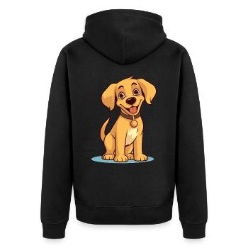 Niedliches Hundedesign für Hundebesitzer - Unisex Premium Bio Zip Hoodie - Schwarz - Hinten - Nico (187cm)