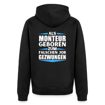 Installer landed in the wrong job - Unisex Premium Organic Zip Hoodie - black - Back - Nico (187cm)