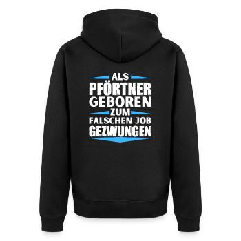 Doorman landed in the wrong job - Unisex Premium Organic Zip Hoodie - black - Back - Nico (187cm)