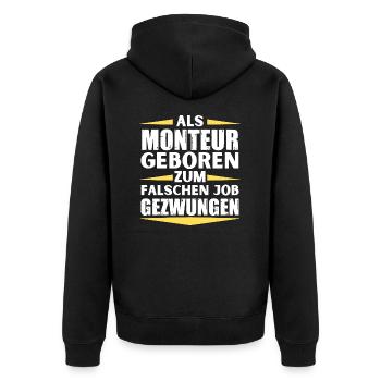Installer landed in the wrong job - Unisex Premium Organic Zip Hoodie - black - Back - Nico (187cm)