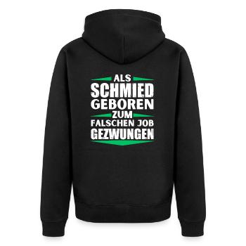 Blacksmith landed in the wrong job - Unisex Premium Organic Zip Hoodie - black - Back - Nico (187cm)