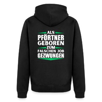 Doorman landed in the wrong job - Unisex Premium Organic Zip Hoodie - black - Back - Nico (187cm)