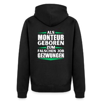 Installer landed in the wrong job - Unisex Premium Organic Zip Hoodie - black - Back - Nico (187cm)