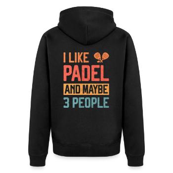 Ich mag Padel und 3 Leute Funny Padel Tennis - Unisex Premium Bio Zip Hoodie - Schwarz - Hinten - Nico (187cm)
