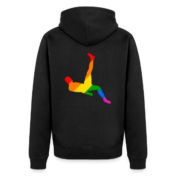 Rainbow Soccer Player - Unisex Premium Bio Zip Hoodie - Schwarz - Hinten - Nico (187cm)